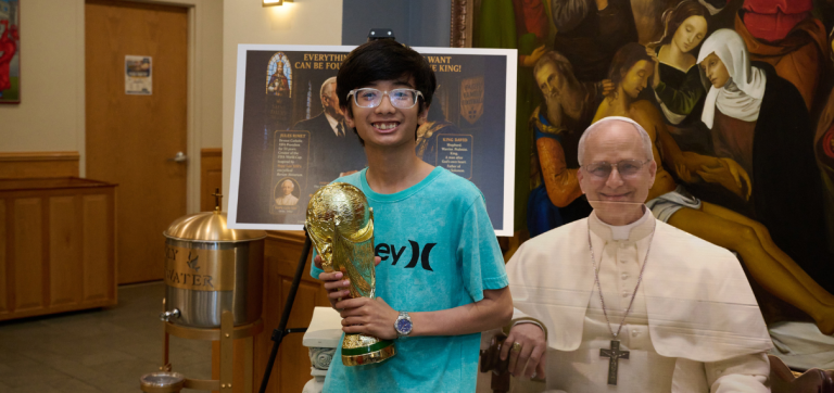 World Cup trophy replica offers photo op, history lesson on Catholic roots of tourney