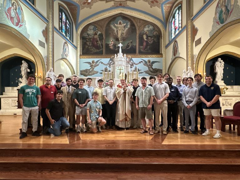 On Feast of the Sacred Heart, men discerning a priestly call gather for Mass with Bishop
